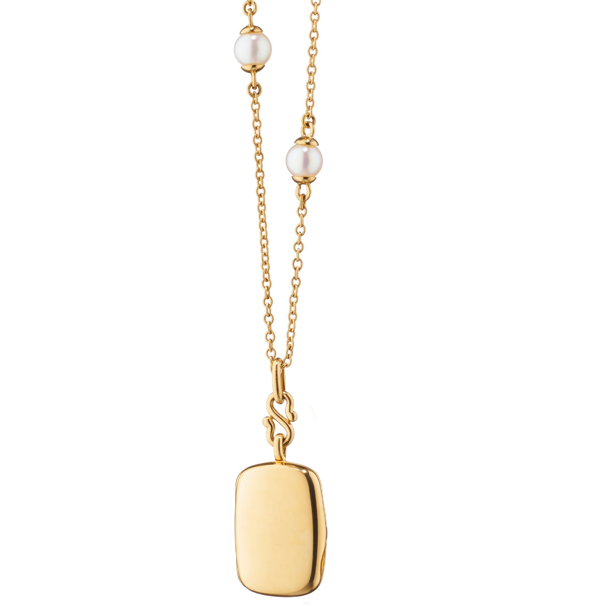 Slim Lockets Britt Yellow Gold and Pearl Necklace Monica Rich